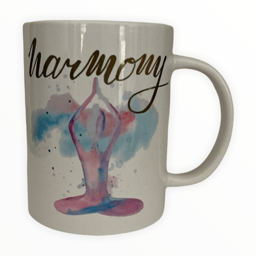 harmony and namaste coffee cup