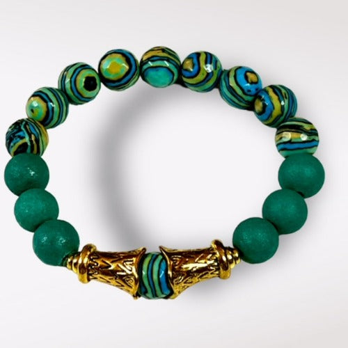 uniquely designed reconstituted turquoise bracelet