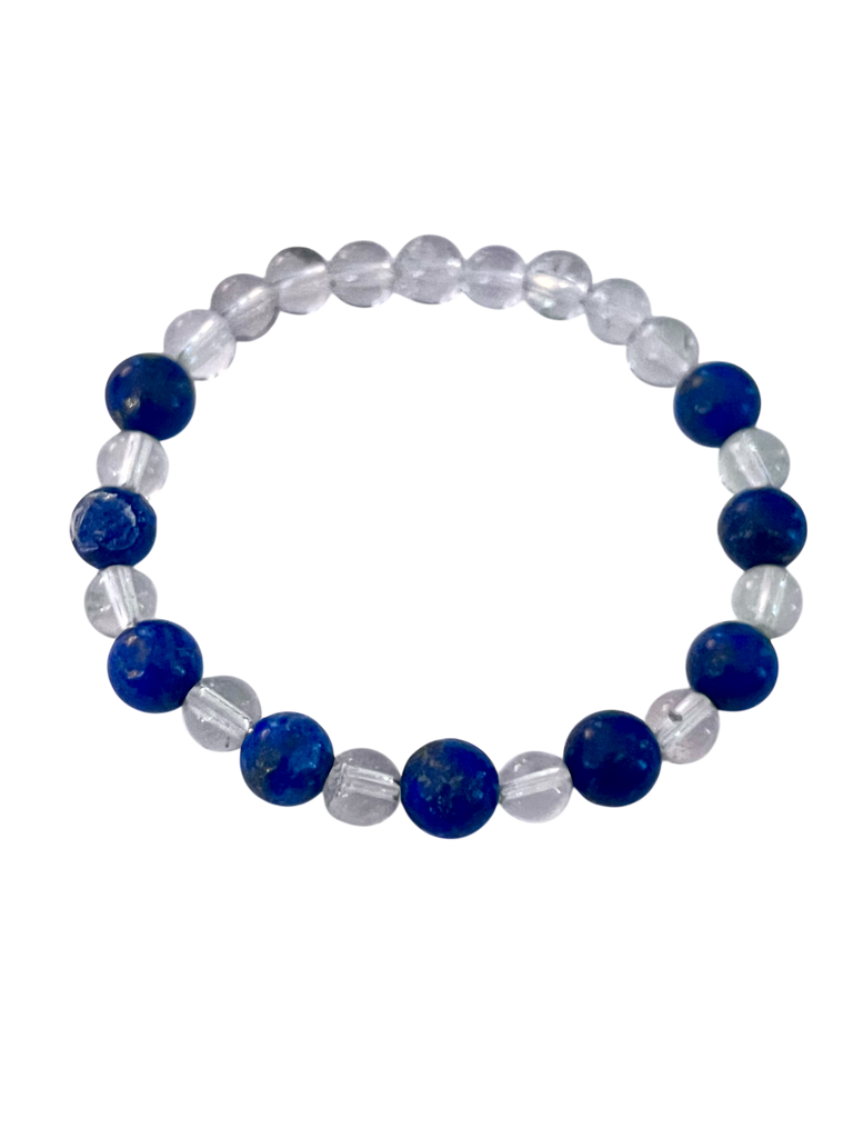 Clear Quartz and Lapis Lazuli Bracelet