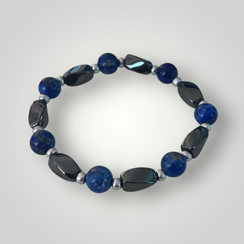 magnetic hematite and lapis bracelet