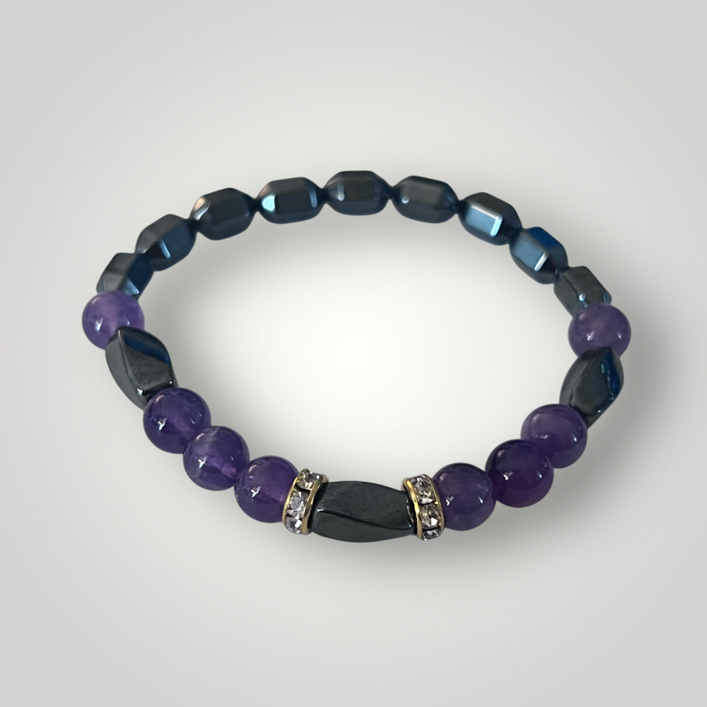 Amethyst and Magnetic Hematite Bracelet