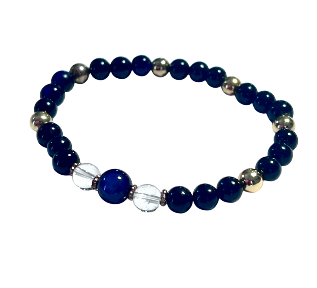 lapis, uartz and gold bracelet