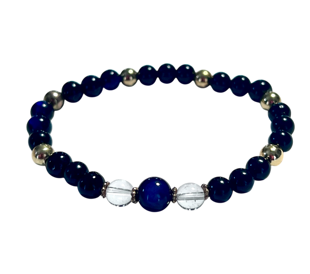 lapis, quartz and gold bracelet