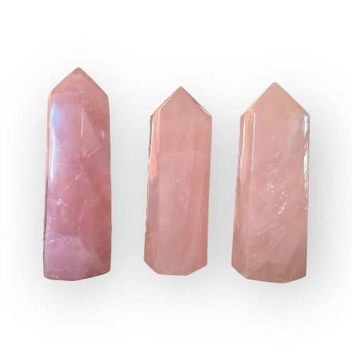 single terminated rose quartz crystal