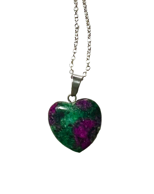 ruby fuchsite heart necklace