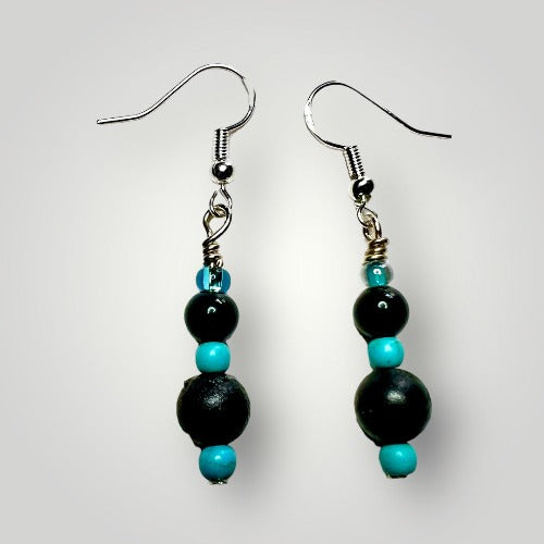 hematite and turquoise earrings
