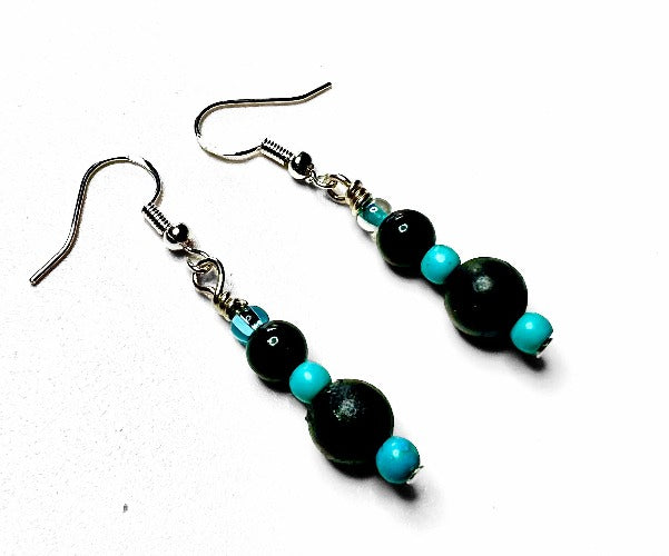 hematite and turquoise earrings