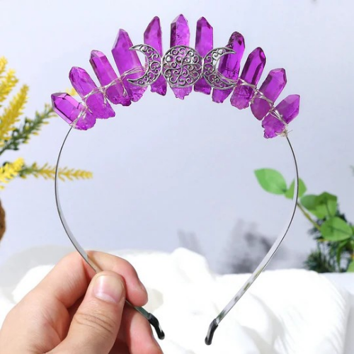 Third Eye Chakra and Inner Child Crystal Crown Headband with sale Amazonite and Purple Quartz with Leather wrapped headband