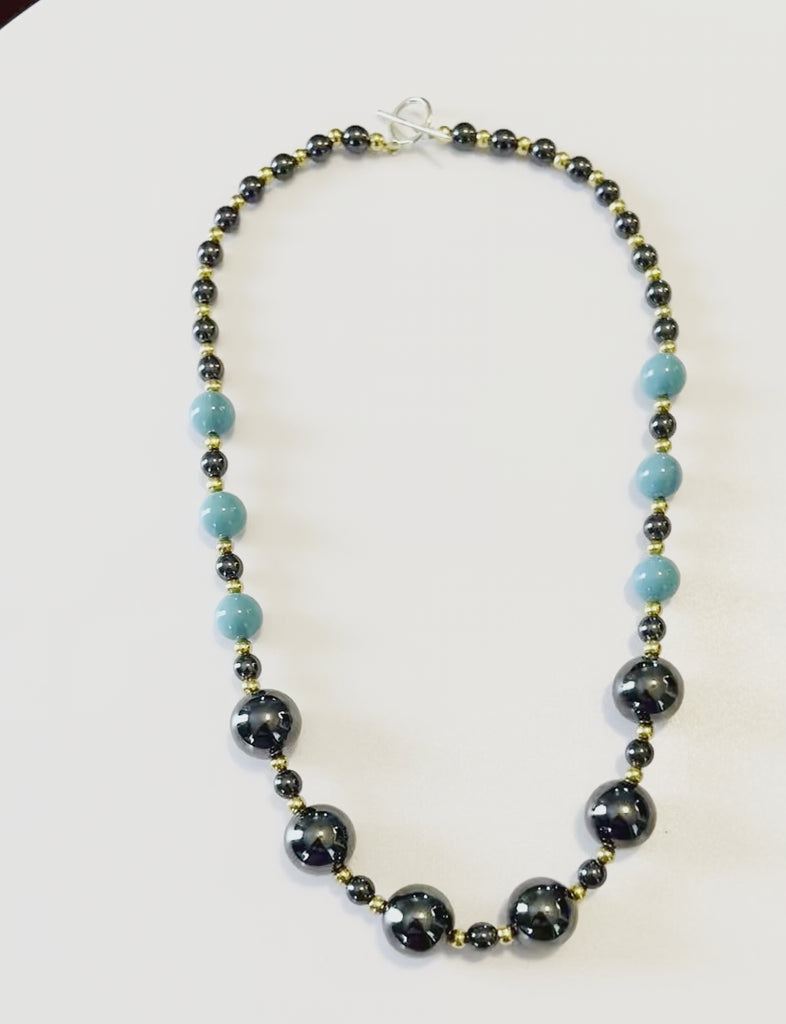 hematite and turqoise necklace