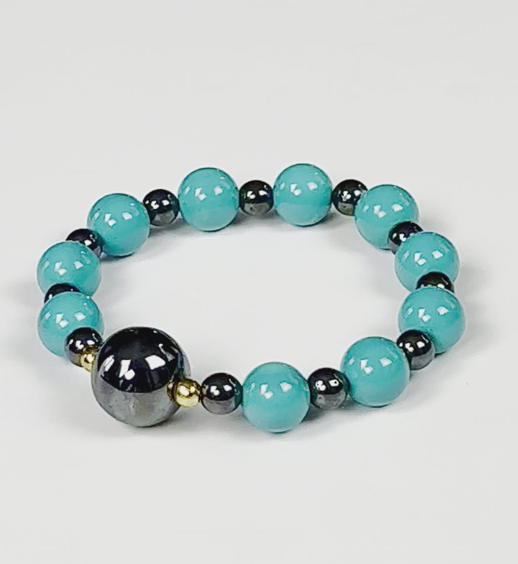 hematite and turquoise bracelet