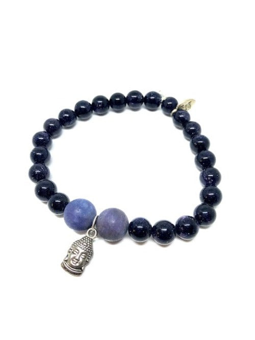 Blue Goldstone and Buddha Bracelet