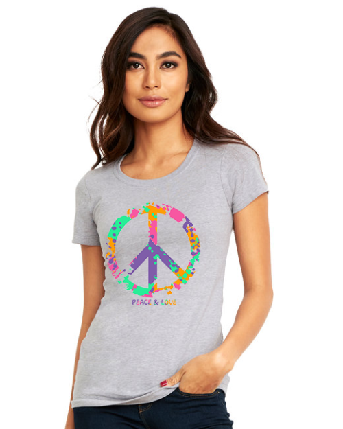 heather gray peace and love tee shirt