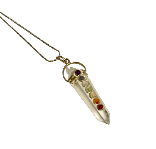 Double Terminated Crystal and Chakra Pendant 