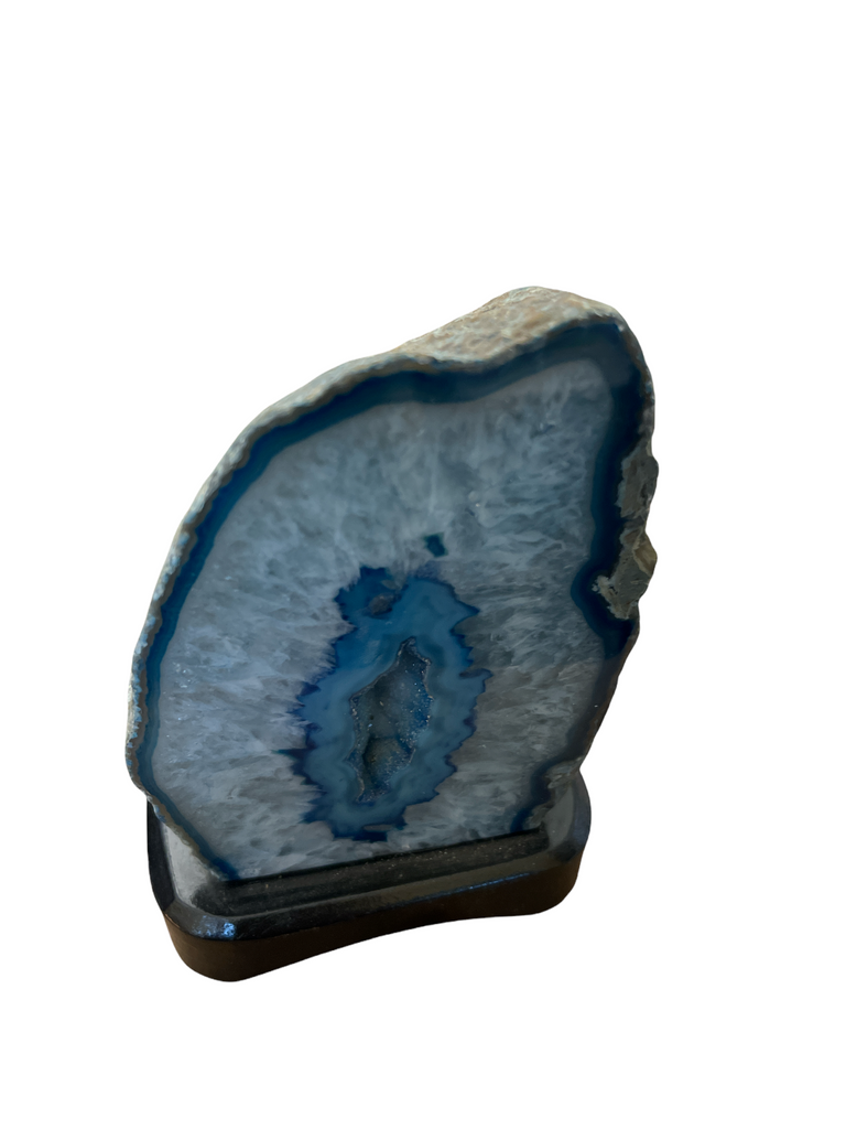 Blue Agate Geode On Stand