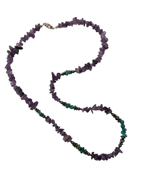 amethyst, turquoise and hematite necklace