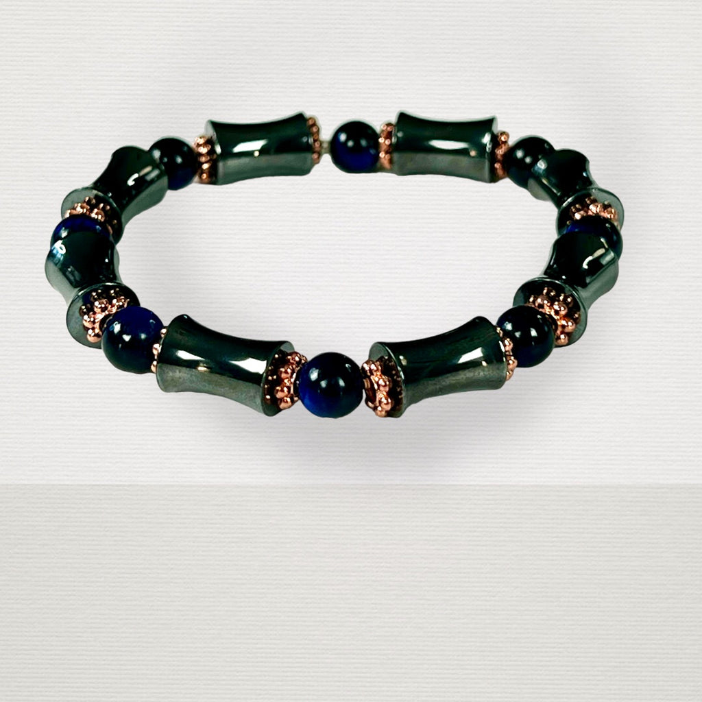 hematite and blue tiger eye bracelet