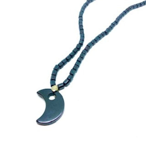 Hematite Moon Clasp Necklace