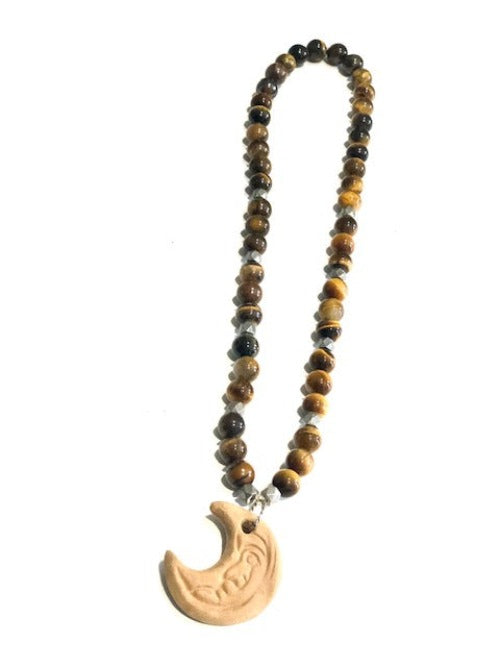 Tiger Eye and Moon Necklace