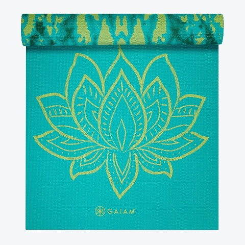 Reversible Blue Yoga Mat - Gaiam 6mm Yoga Mat - Premium Yoga Mats